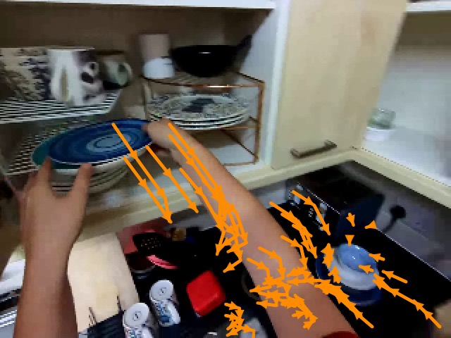 Example 1: decoded interaction motion with orange trajectories