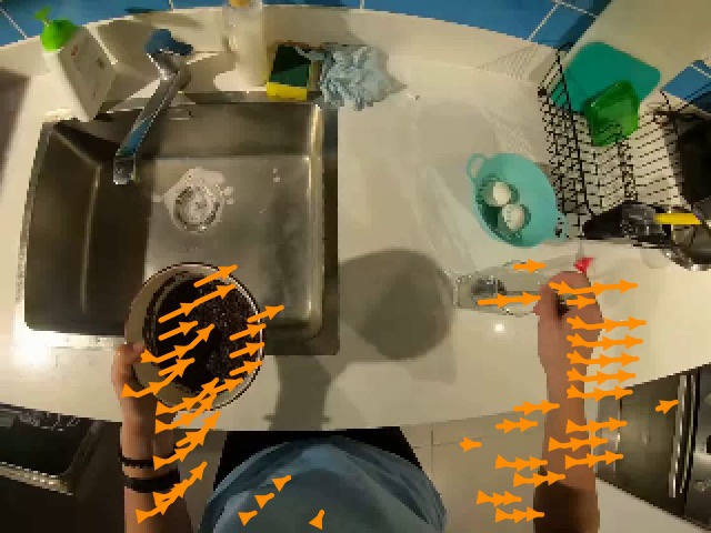 Example 2: decoded interaction motion with orange trajectories